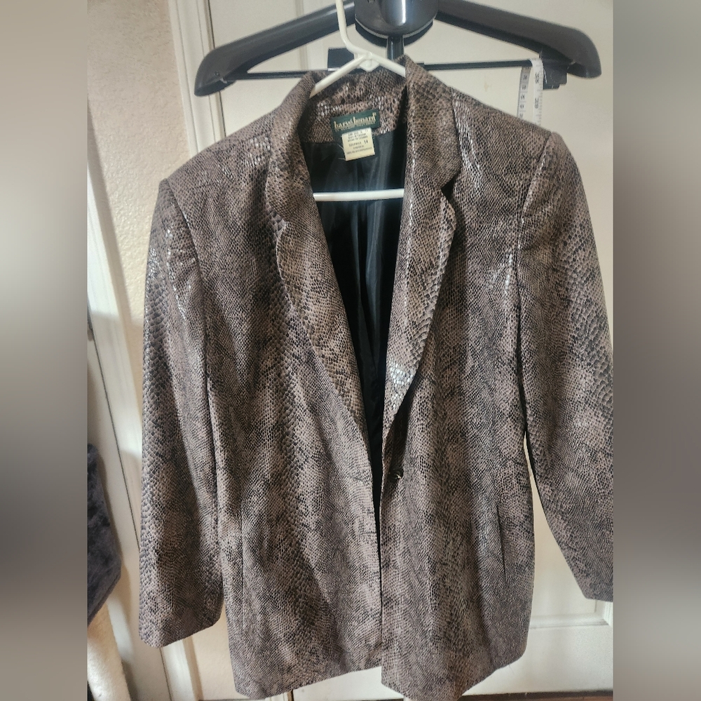 Vintage Brown Snake Print Women's Blazer - Picture 1 of 6